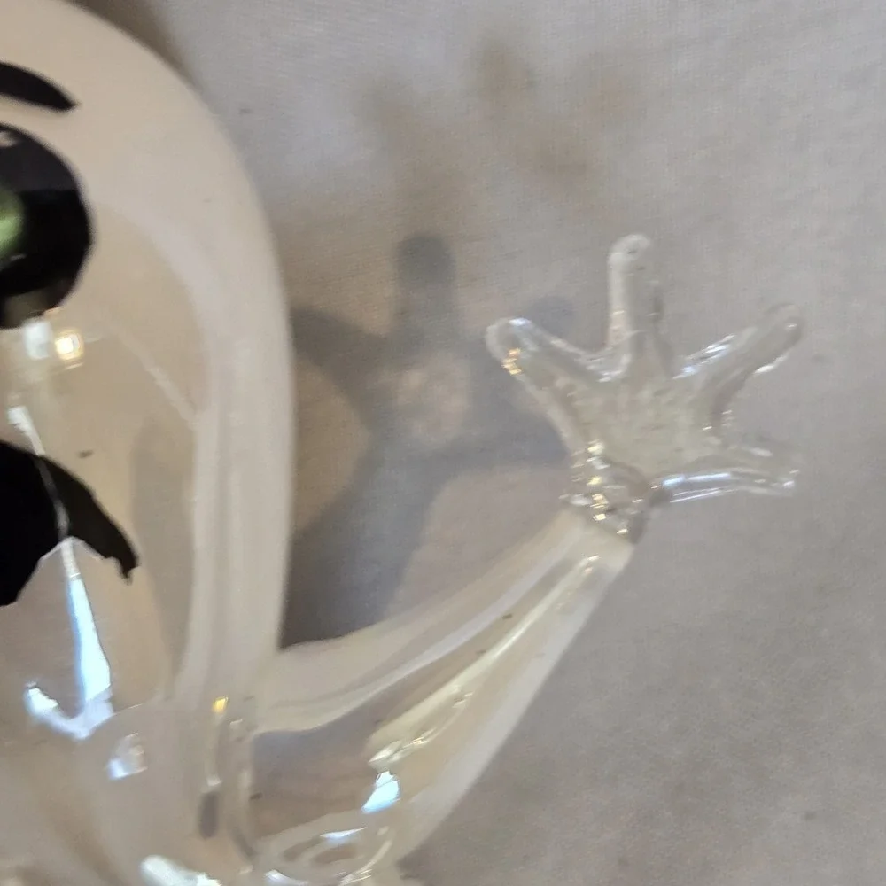 Pier 1 Halloween Iridescent Blown Glass Green Eyes Ghost Ornament Spiral RARE